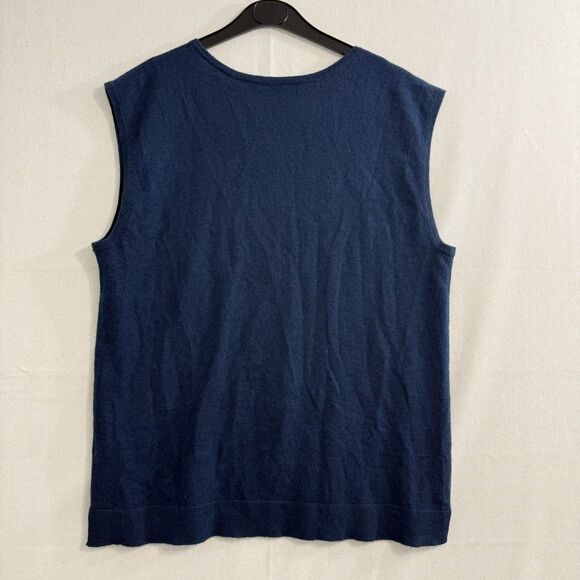 Neiman Marcus Women's Scoop Neck Sleeveless Cashmere Sweater Tank Blue Size L - Picture 2 of 8